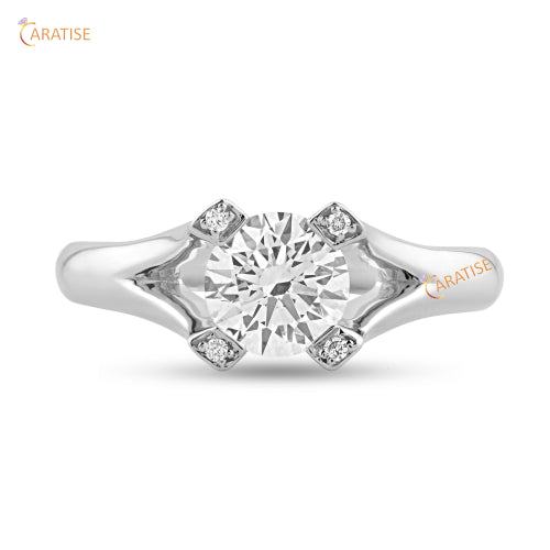 1.02 TDW Round Cut Moissanite Diamond Engagement Ring 925 Silver