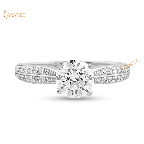 1.37 TDW Round Cut Moissanite Diamond Ring 925 Silver