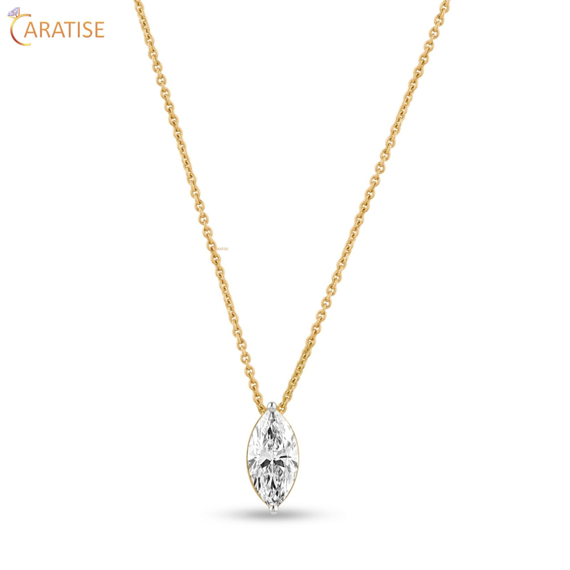 1.02 TDW Marquise Cut Diamond Pendant 925 Silver