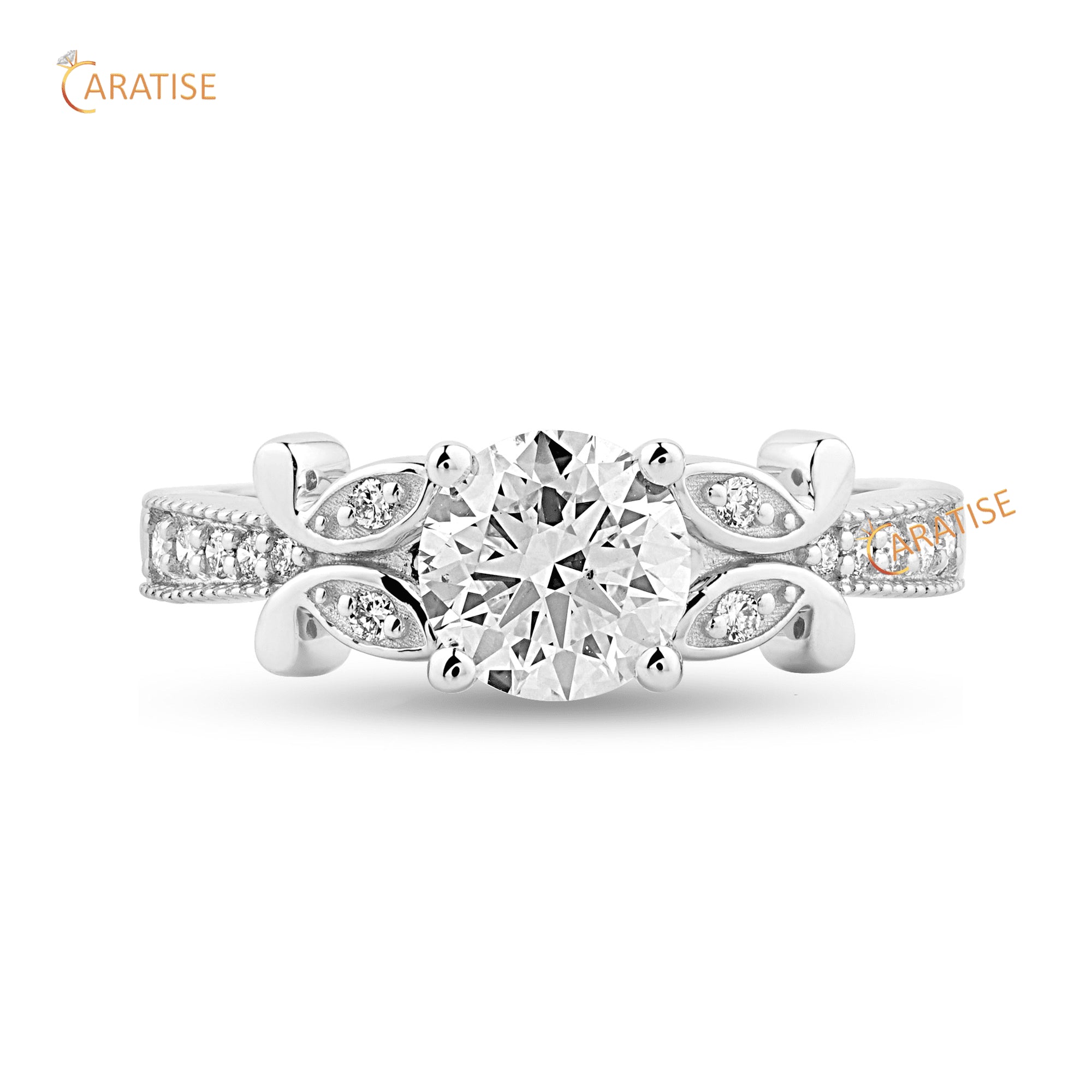 1.29 TDW Round Cut Moissanite Diamond Engagment Ring 925 Silver