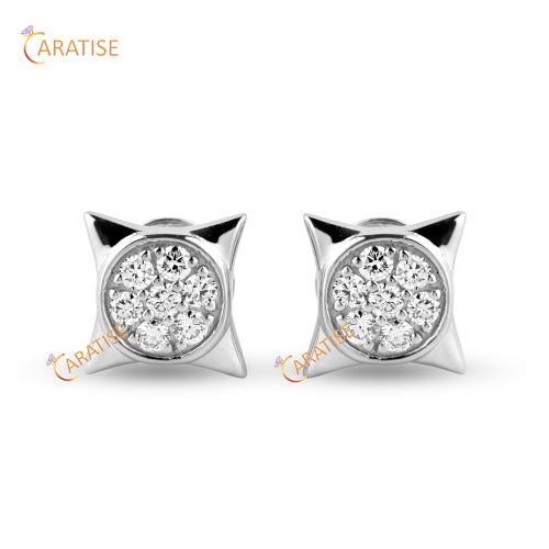 0.196 TDW Round Cut Diamond Earring 925 Silver