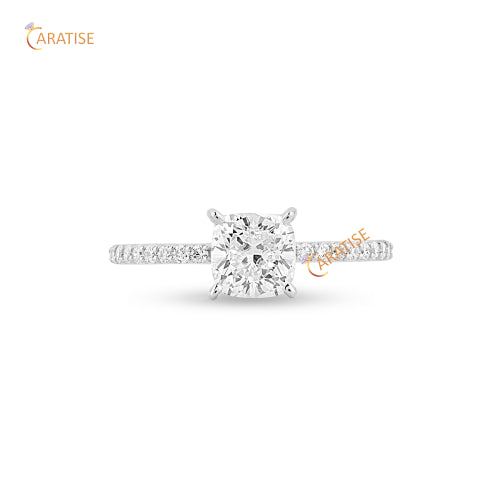 1.29 TDW Cushion & Round Cut Moissanite Diamond Engagement Ring 925 Silver