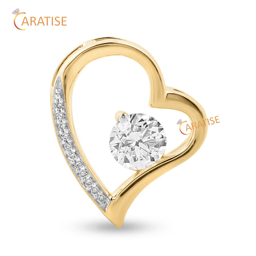 1.055 TDW Round Cut Heart Diamond Pendant 925 Silver