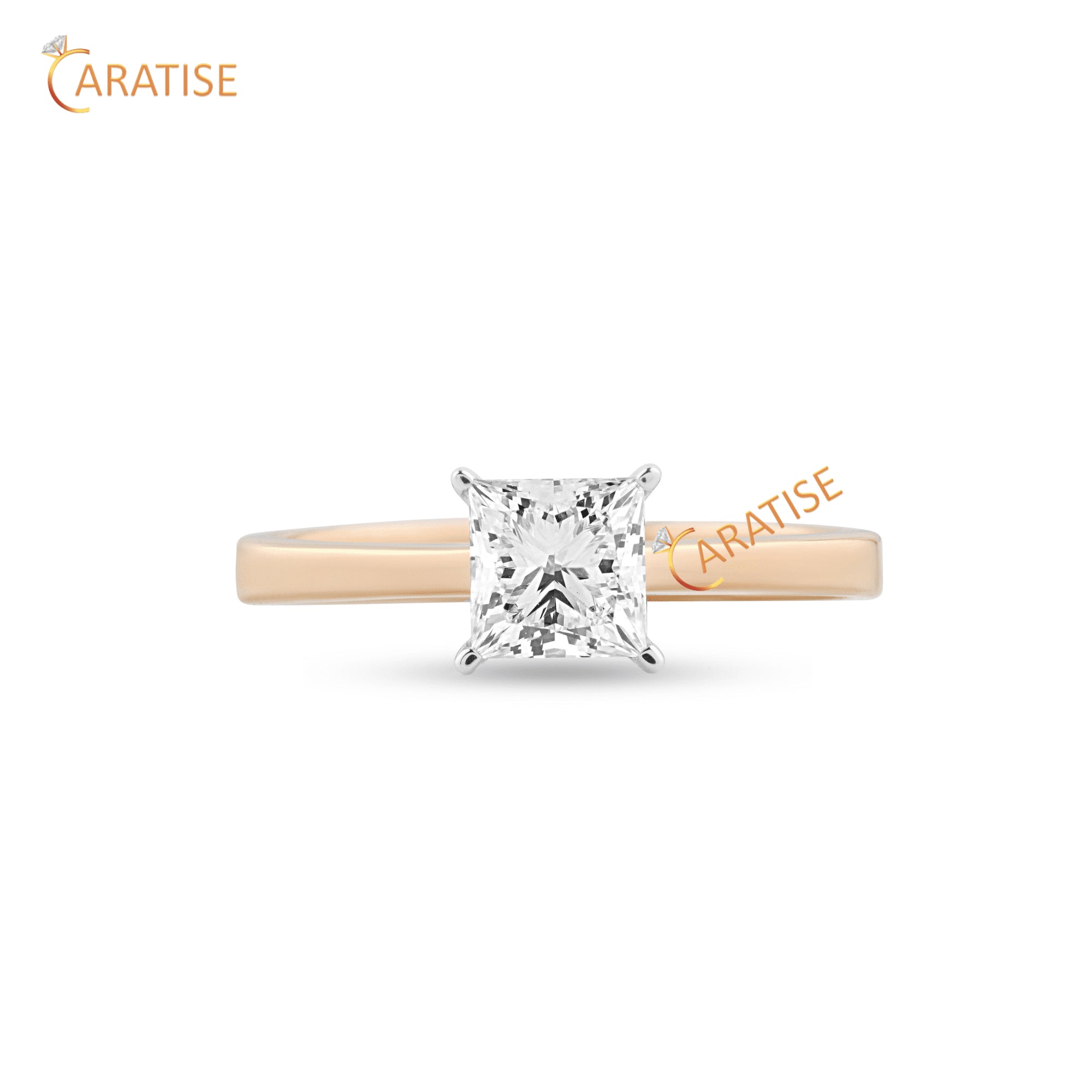 1.04 TDW Princess Cut Solitaire Diamond Solitaire Ring 925 Silver