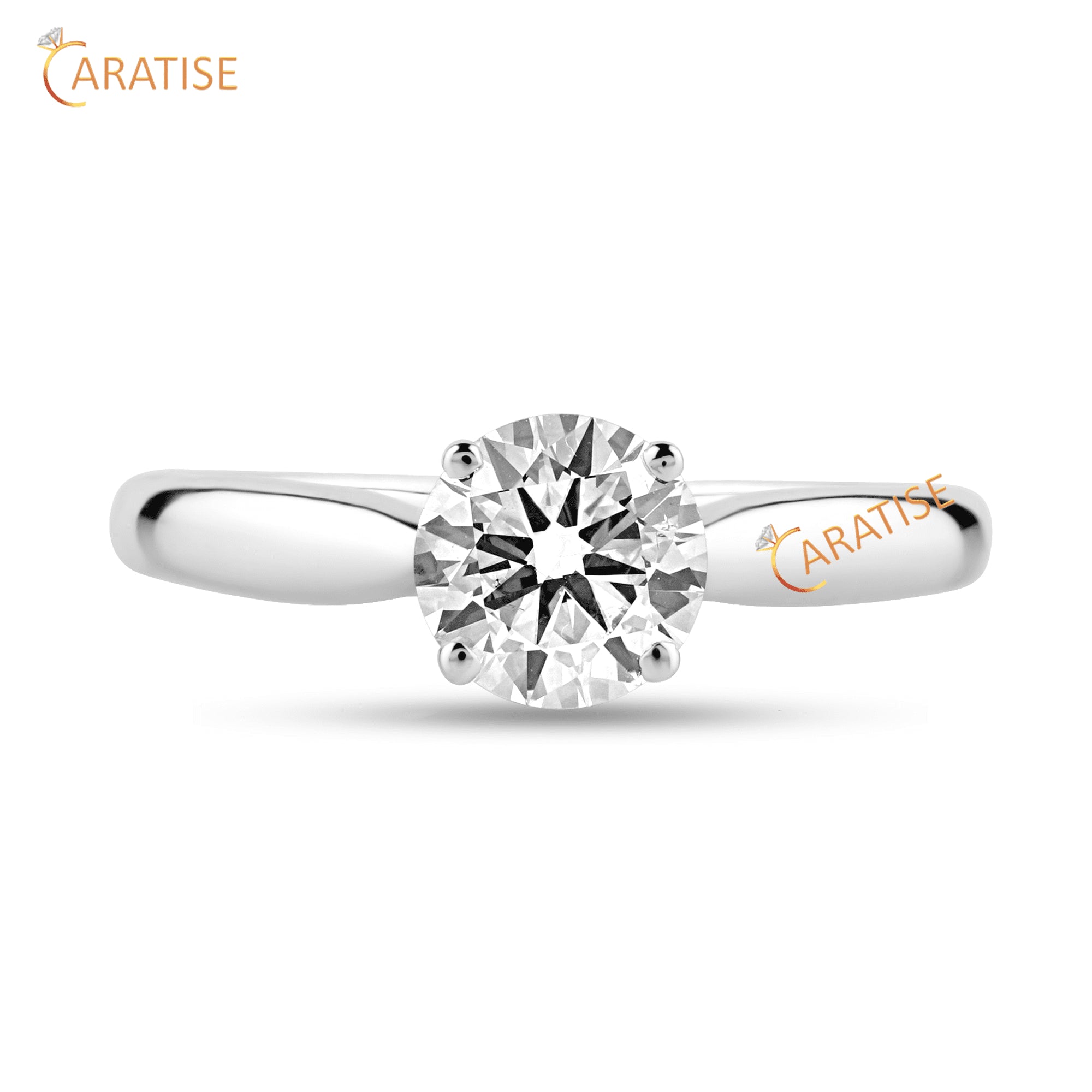 0.70 TDW Round Cut Diamond Solitaire Ring 925 Silver