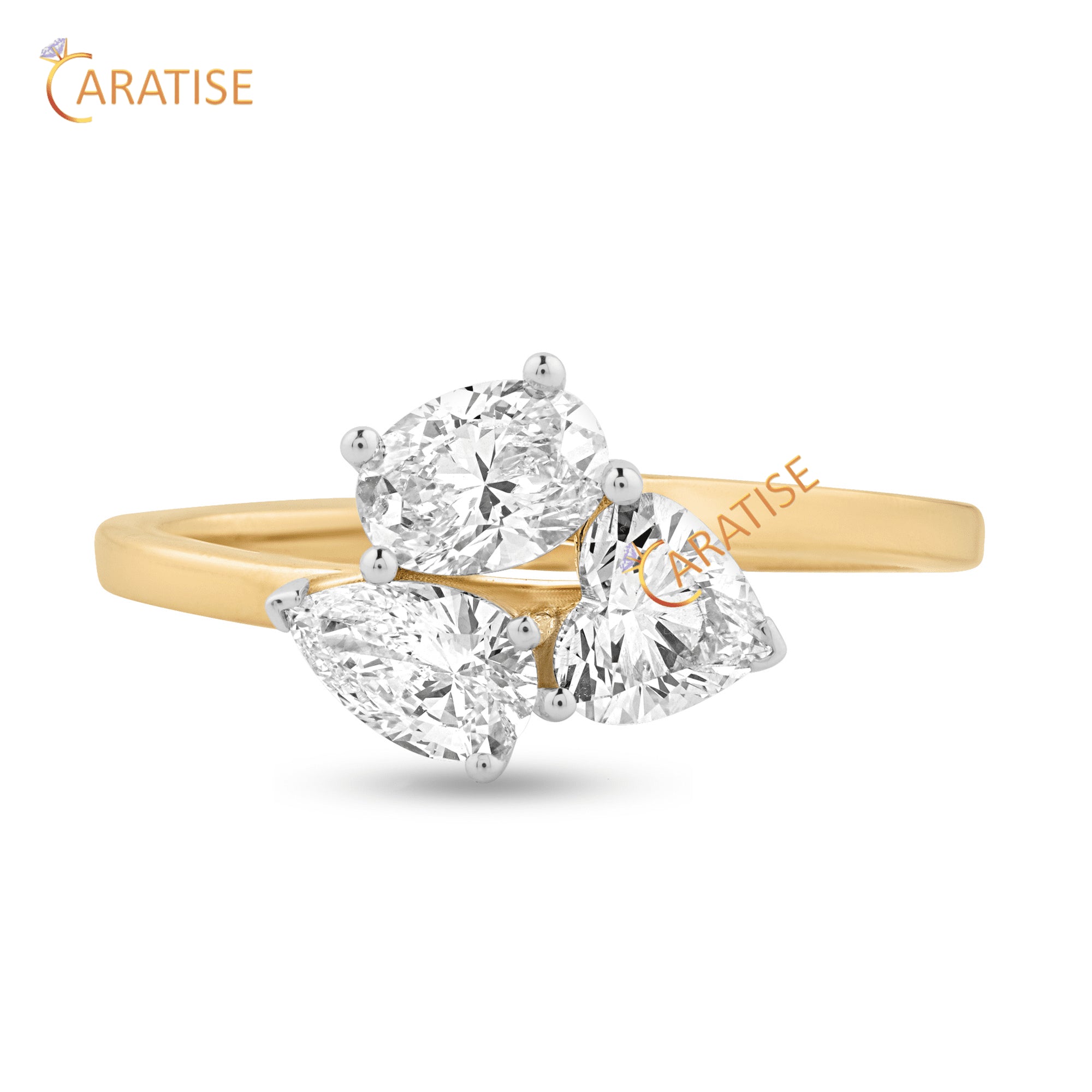 1.11 TDW Pear,Heart and Oval Cut Diamond Three Stone Ring 925 Silver