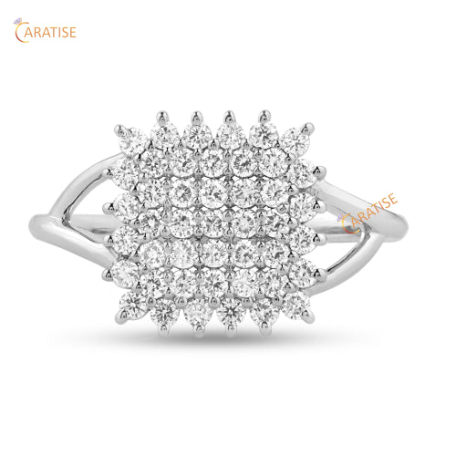 0.50 TDW Round Cut Moissanite Diamond Engagement Ring 925 Silver