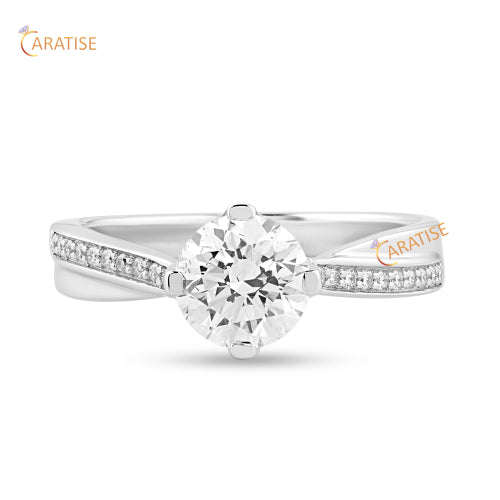 1.37 TDW Round Cut Moissanite Diamond Engagement Ring 925 Silver