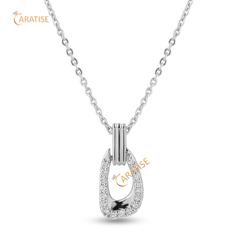 0.153 TDW Round Cut Diamond Custom Pendant With Chain 925 Silver