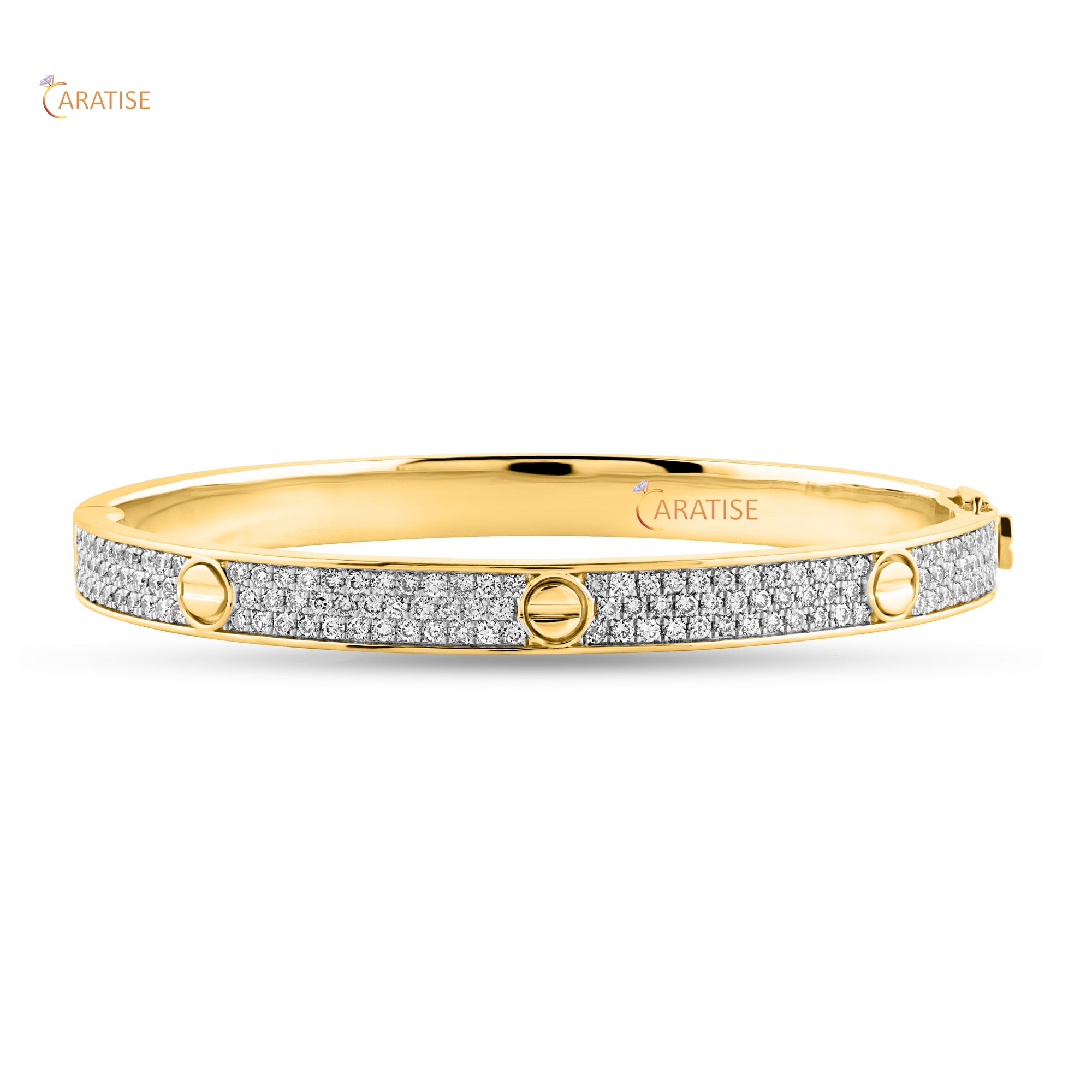 3.58 TDW Round Diamond Bangle Bracelet 925 Silver