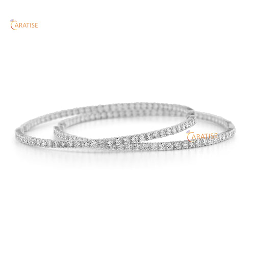 6.93 TDW Round Cut Diamond Hoop Earring 925 Silver
