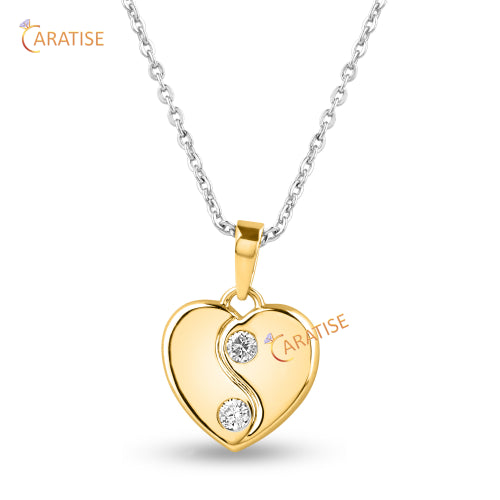 0.10 TDW Round Cut Heart Diamond Pendant 925 Silver