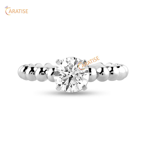 0.98 TDW Round Cut Moissanite Diamond Solitaire Ring 925 Silver