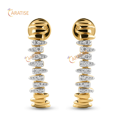 0.16 TDW Round Cut Diamond Earring 925 Silver