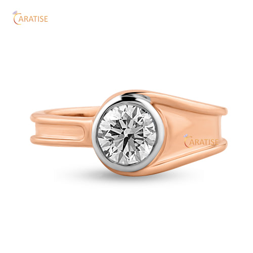 0.82 TDW Round Cut Moissanite Diamond Ring 925 Silver