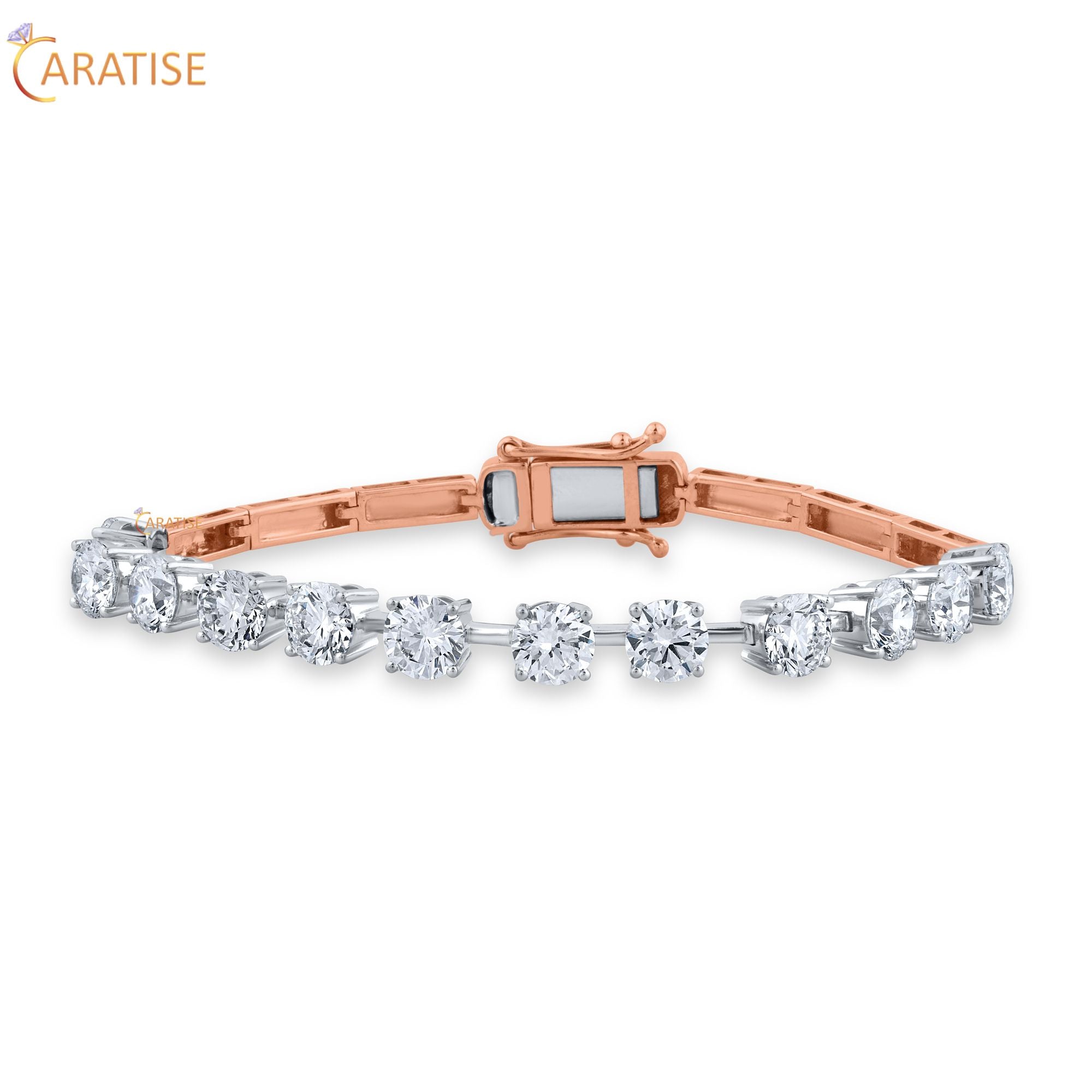 6.09 TDW Round Cut Diamond Bracelet 925 Silver