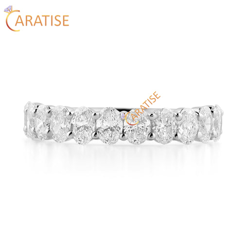 1.10 TDW Oval Cut Moissanite Diamond Band 925 Silver