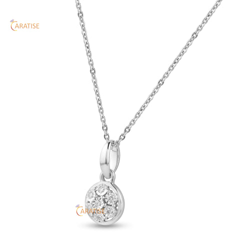 0.07 TDW Round Cut Diamond Custom Pendant With Chain 925 Silver