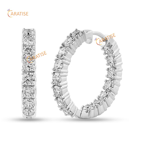 1.76 TDW Round Cut Diamond Earring 925 Silver