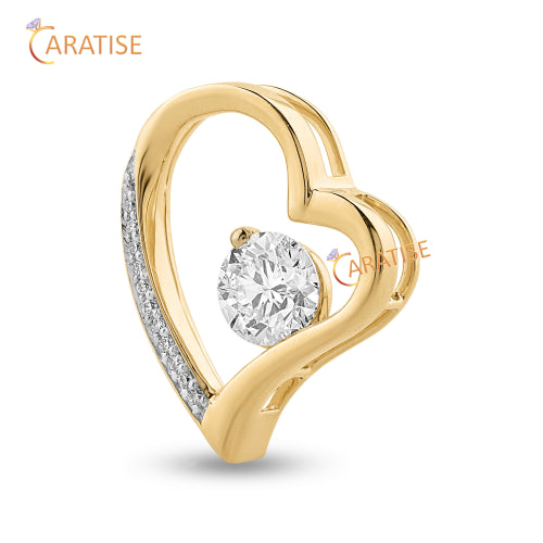 1.055 TDW Round Cut Heart Diamond Pendant 925 Silver