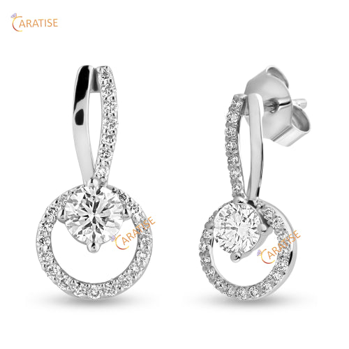 0.80 TDW Round Cut Diamond Earring 925 Silver