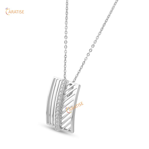 0.143 TDW Round Cut Diamond Custom Pendant 925 Silver