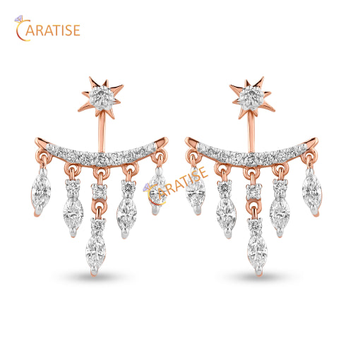 1.272 TDW Round & Marquise Cut Diamond Earring 925 Silver