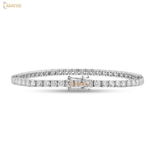 8.84 TDW Round Cut Diamond Bracelet 925 Silver