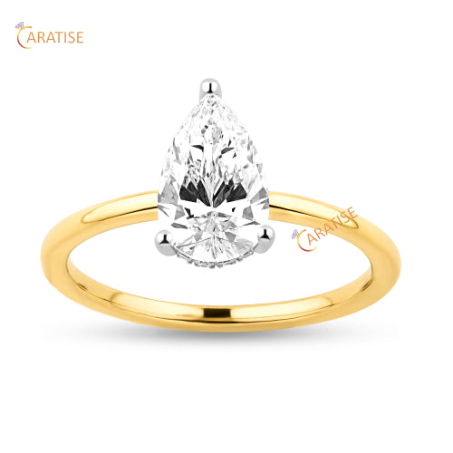 1.28 TDW Pear & Round Cut Diamond Halo Ring 925 Silver