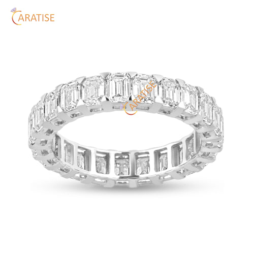 5.75 TDW Emerald Cut Moissanite Diamond Eternity Band 925 Silver