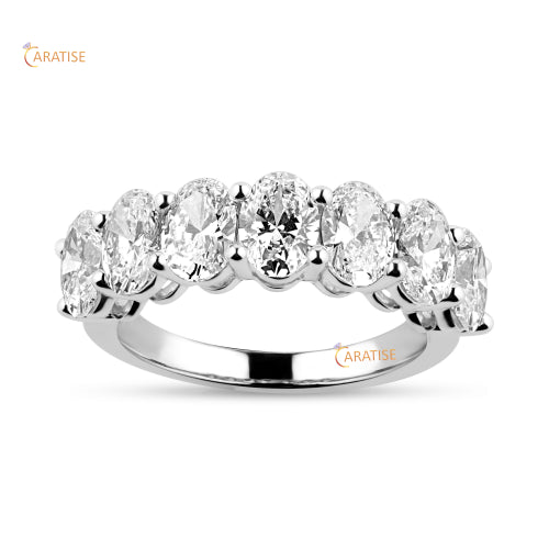 2.03 TDW Oval Cut Moissanite Diamond Eternity Band Ring 925 Silver