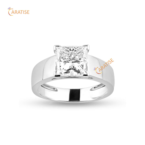 3.62 TDW Princess Cut Diamond Solitaire Ring 925 Silver