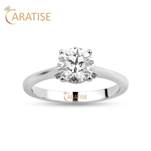 1.16 TDW Round Cut Moissanite Diamond Solitaire Ring 925 Silver