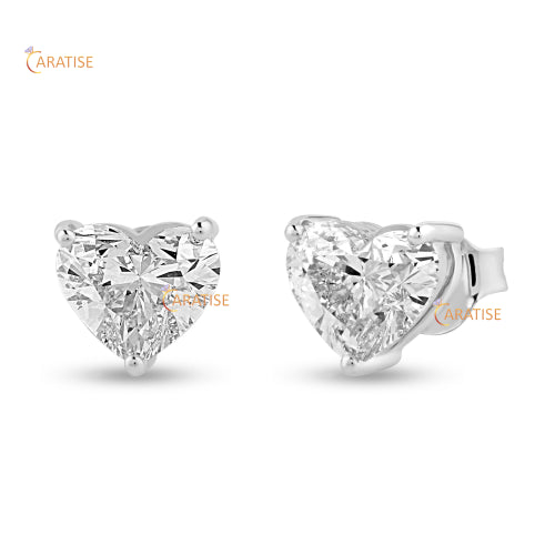1.40 TDW Heart Cut Moissanite Diamond Stud 925 Silver