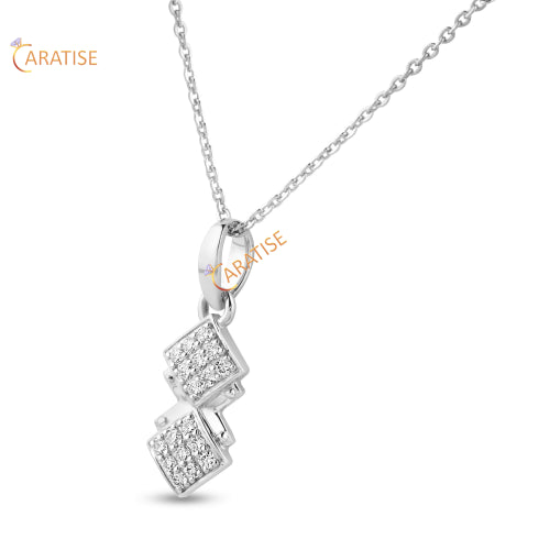 0.234 TDW Round Cut Diamond Custom Pendant With Chain 925 Silver