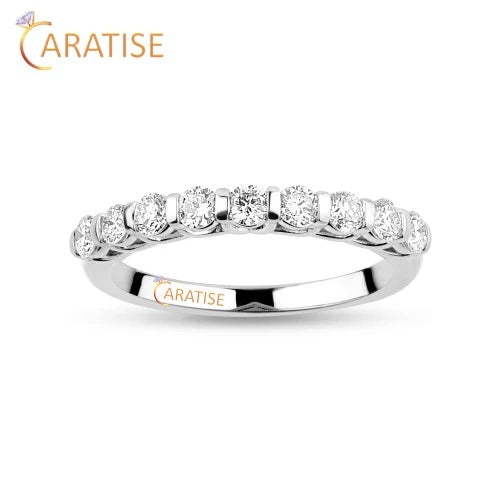 0.70 TDW Round Cut Diamond Eternity Band Ring 925 Silver