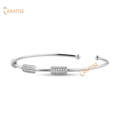 0.81 TDW Round Cut Diamond 925 Silver Diamond Bracelet