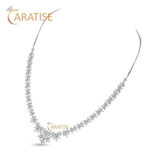 5.22 TDW Marquise Cut Diamond Necklace 925 Silver