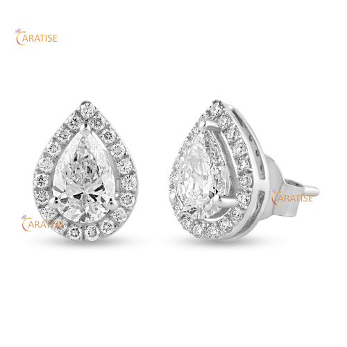 1.766 TDW Pear & Round Cut Diamond Earring 925 Silver