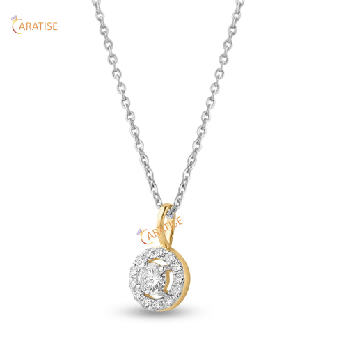 0.31 TDW Round Cut Diamond Custom Pendant With Chain 925 Silver