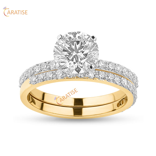 2.06 TDW Round Cut Diamond Ring wit Band 925 Silver