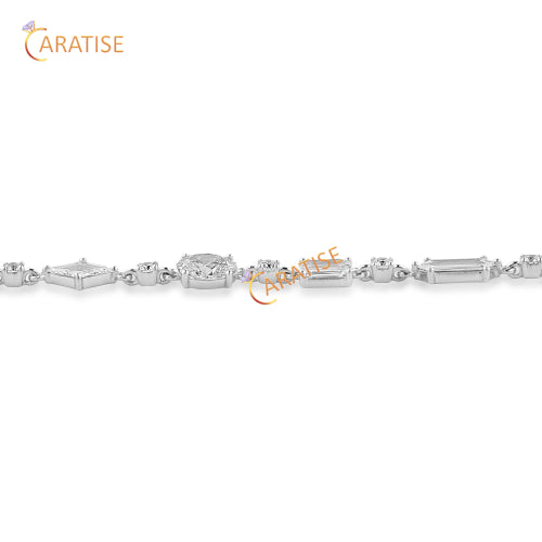 5.42 TDW Rose Cut, Round And Oval Cut Diamond Bracelet Slider Bracelet 925 Silver