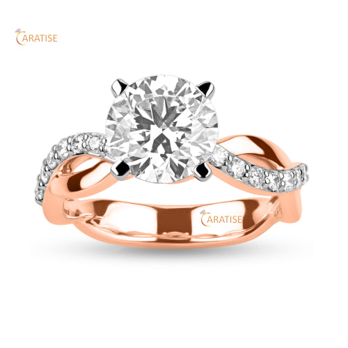 2.74 TDW Round Cut Diamond Engagement Ring 925 Silver