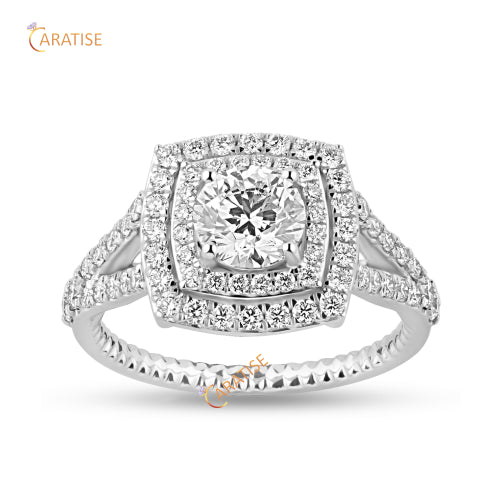 1.73 TDW Round Cut Diamond Engagement Ring 925 Silver