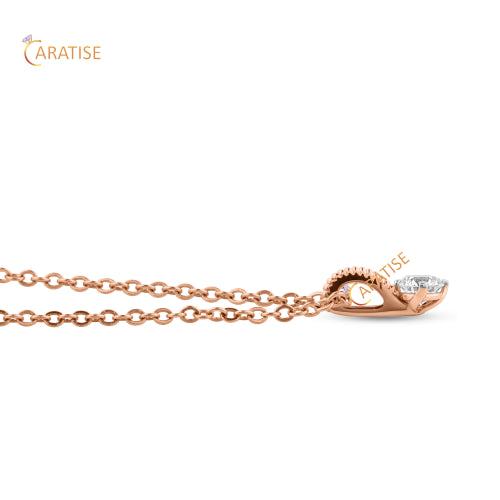 0.33 TDW Round Cut Diamond Custom Pendant With Chain 925 Silver