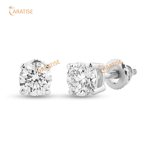 1.07 TDW Round Cut Diamond Earring 925 Silver
