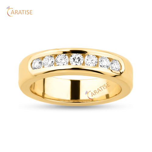 0.71 TDW Round Cut Moissanite Diamond Band Ring 925 Silver