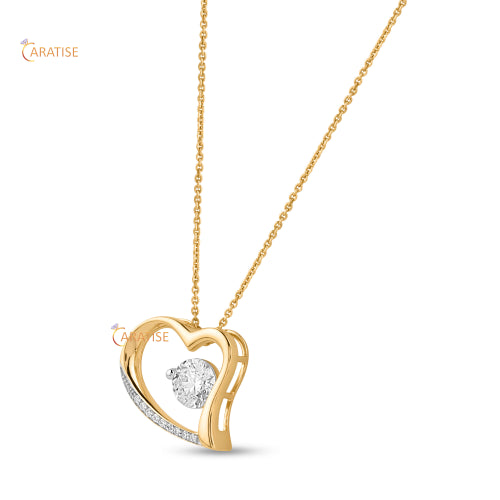 1.08 TDW Round Cut Diamond Heart Pendant With Chain 925 Silver