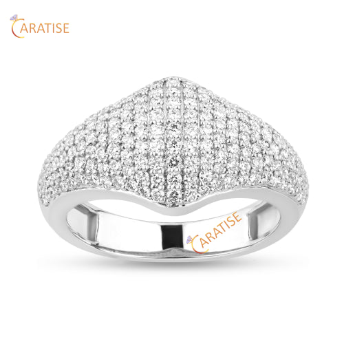 0.66 TDW Round Cut Moissanite Diamond Ring 925 Silver