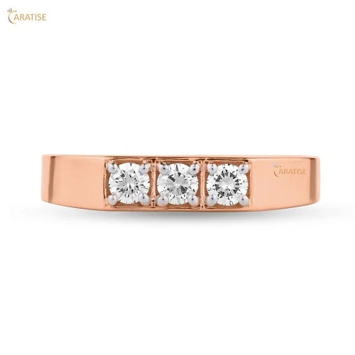 0.34 TDW Round Cut Diamond Three Stone Ring 925 Silver